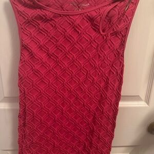 Red Sleeveless Textured Dress